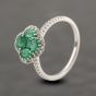 Second Hand 18ct White Gold Emerald & Diamond Clover Cluster Ring 41482457