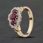 Second Hand 9ct Yellow Gold Ruby & 0.24ct Brilliant Cut Diamond Boat Cluster Ring 41482509