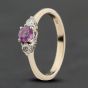 Second Hand 18ct White Gold Pink Sapphire & 0.18ct Brilliant Cut Diamond Three Stone Ring 41482517