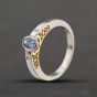 Second Hand Platinum Tanzanite & 0.03ct Brilliant Cut Diamond Oval Three Stone Ring 41482518
