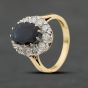 Second Hand 18ct Yellow Gold 0.84ct Sapphire & 0.84ct Brilliant Cut Diamond Oval Cluster Ring 41482519