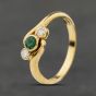 Second Hand 18ct Yellow Gold Emerald & Diamond Twist Three Stone Ring 41482543