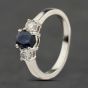 Second Hand Platinum Sapphire & 0.50ct Brilliant Cut Diamond Three Stone Ring 41482545