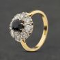 Second Hand Vintage Yellow Gold Sapphire & Diamond Large Round Cluster Ring 41482546