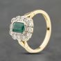 Second Hand 18ct Yellow Gold Emerald & 0.36ct Brilliant Cut Diamond Cluster Ring 41482558