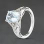 Second Hand 14ct White Gold Aquamarine & 0.15ct Diamond Le Vian Dress Ring 41482561