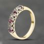 Second Hand 18ct Yellow Gold Ruby & 0.03ct Diamond Half Eternity Ring 41482633