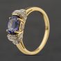 Second Hand 18ct Yellow Gold Tanzanite & 0.22ct Brilliant Cut Diamond Oval Dress Ring 41482756