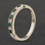 Second Hand 18ct White Gold Emerald & 0.24ct Princess Cut Diamond Half Eternity Ring 41482758