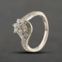 Second Hand 9ct White Gold 0.62ct Brilliant Cut Diamond Flower Twist Cluster Ring 41482785