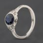 Second Hand Platinum Sapphire & 0.11ct Diamond Round Rubover Set Dress Ring 41482840