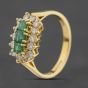 Second Hand 18ct Yellow Gold Emerald & 0.42ct Diamond Cluster Ring 41482871