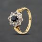 Second Hand 18ct Yellow Gold Sapphire & Diamond Flower Cluster Ring 41482980