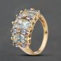 Second Hand 9ct Yellow Gold Tanzanite Aquamarine & 0.18ct Brilliant Cut Diamond Dress Ring 41483028