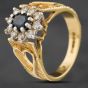 Second Hand 18ct Yellow Gold Sapphire & Brilliant Cut Diamond Heart Cluster Ring 4148349