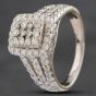 Second Hand 9ct White Gold Brilliant Cut Diamond Oblong Cluster Ring 4148481