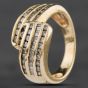 Second Hand 14ct Yellow Gold Diamond Three Row Cross Over Dress Ring 4148828