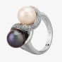 Second Hand White Gold White and Black Cultured Pearl Diamond Ring 4148865