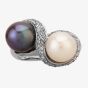 Second Hand White Gold White and Black Cultured Pearl Diamond Ring 4148865