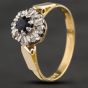 Second Hand 18ct Yellow Gold Sapphire & Diamond Cluster Ring 4158485