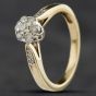 Second Hand 9ct Yellow Gold 0.33ct Brilliant Cut Diamond Cluster Ring 4158717