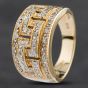 Second Hand 9ct Yellow Gold Diamond Greek Key Dress Ring 4158950