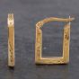 Second Hand 9ct Yellow Gold Oblong Hoop Earrings 4165001187