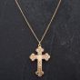Second Hand 9ct Rose Gold Large Hollow Engraved Cross 24" Trace Chain 4166689