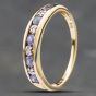 Second Hand 9ct Yellow Gold Tanzanite & Diamond Half Eternity Ring 41671167