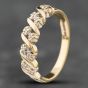 Second Hand 9ct Yellow Gold Single Cut Diamond 2 Row Half Eternity Ring 41671246