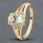 Second Hand 9ct Yellow Gold Oval Quartz & Diamond Set Shoulders Dress Ring 41671374