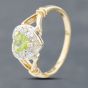 Second Hand 9ct Yellow Gold Peridot & Diamond Heart Cluster Ring 41671472