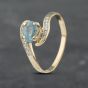 Second Hand 14ct Yellow Gold Blue Topaz & 0.10ct Diamond Twist Ring 41671502