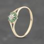 Second Hand 9ct Yellow Gold Emerald & 0.01ct Brilliant Cut Diamond Cluster Ring 41671597