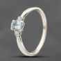 Second Hand 9ct White Gold 0.40ct Aquamarine & 0.05ct Brilliant Cut Diamond Three Stone Ring 41671601