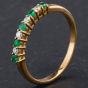 Second Hand 9ct Yellow Gold Brilliant Cut Diamond and Emerald Half Eternity Ring 4167352