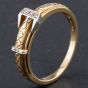 Second Hand 9ct Yellow Gold Brilliant Cut Diamond Set Buckle Ring 4167383