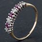 Second Hand 9ct Yellow Gold Brilliant Cut Diamond Ruby Half Eternity Ring 4167392