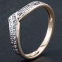 Second Hand 9ct Yellow Gold Brilliant Cut Diamond Channel Set 2 Row Half Wishbone Ring 4167413