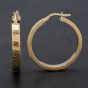 Second Hand 14ct Yellow Gold Hollow Greek Key Hoop Earrings 4183795