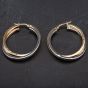 Second Hand 14ct Two Colour Gold Oval Twist Design Hoop Earrings 4183796