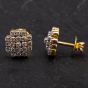 Second Hand 14ct Yellow Gold Square Cluster Diamond Stud Earrings 4183844