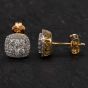Second Hand 14ct Yellow Gold Square Cluster Diamond Stud Earrings 4183847