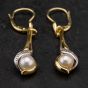 Second Hand 14ct Yellow Gold Pearl and Diamond Dropper Earrings 4183849