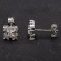 Second Hand 9ct White Gold Round Brilliant and Baguette Cut Diamond Square Stud Earrings 4183850