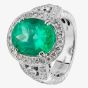 Second Hand 18ct White Gold 7.21ct Emerald & 1.55ct Diamond Cluster Ring 4228308 4328308