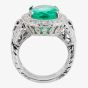 Second Hand 18ct White Gold 7.21ct Emerald & 1.55ct Diamond Cluster Ring 4228308 4328308
