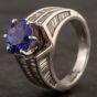 Second Hand Platinum Tanzanite Baguette Cut Diamond Shoulders Ring 4232032