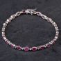 Second Hand 14ct White Gold 5.30ct Ruby & 0.23ct Brilliant Cut Diamond Line Rubover Set 7 Inch Bracelet 4307025