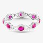 Second Hand 14ct White Gold Oval Cut Ruby & Brilliant Cut Diamond Halo 7.25 Inch Bracelet 43071009